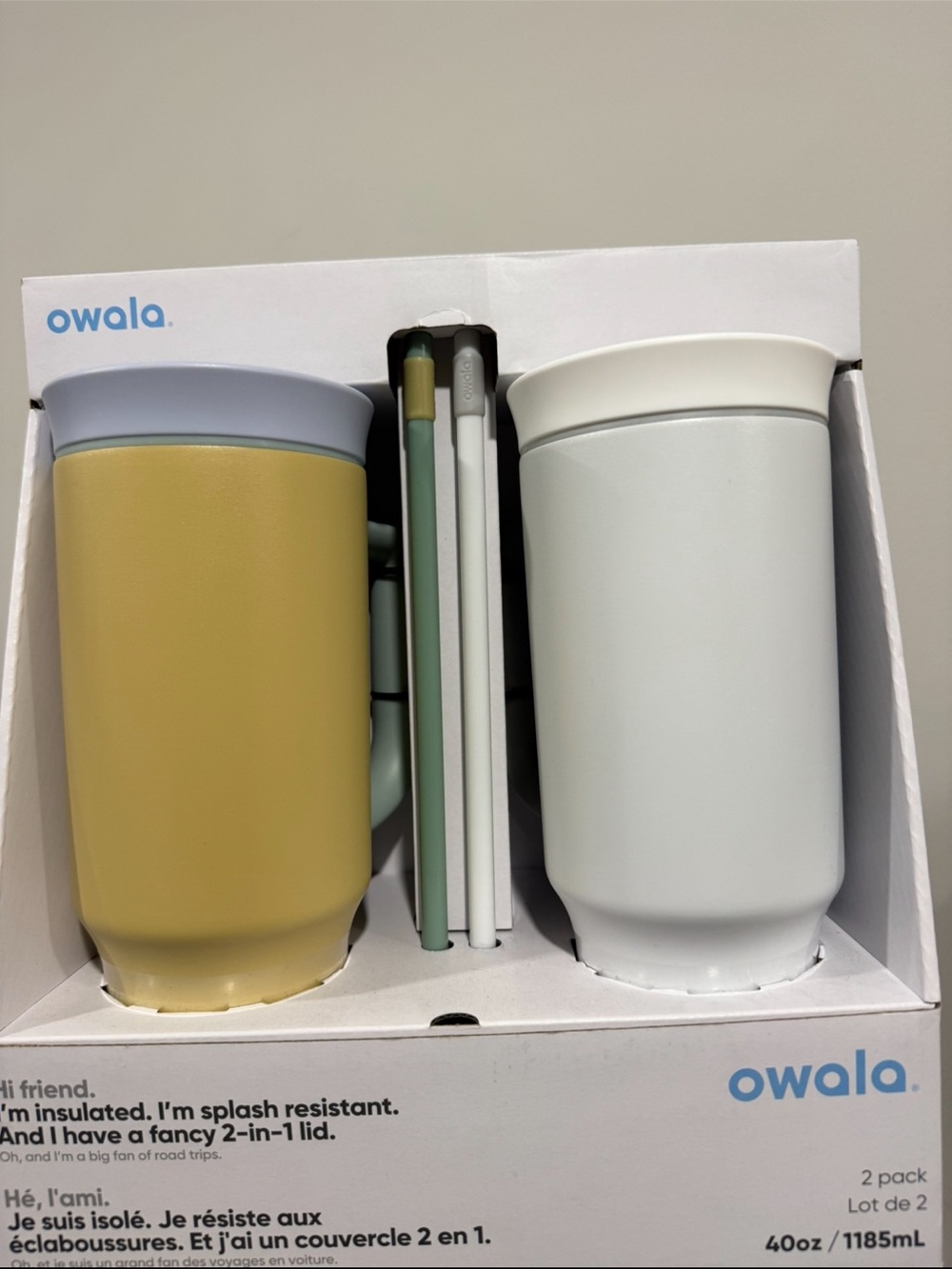 Owala 2-Pack Travel Mugs — Yellow and White